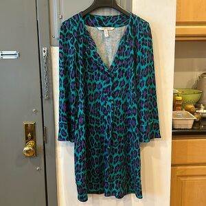 Diane Von Furstenberg - Green & Purple Animal Print Dress